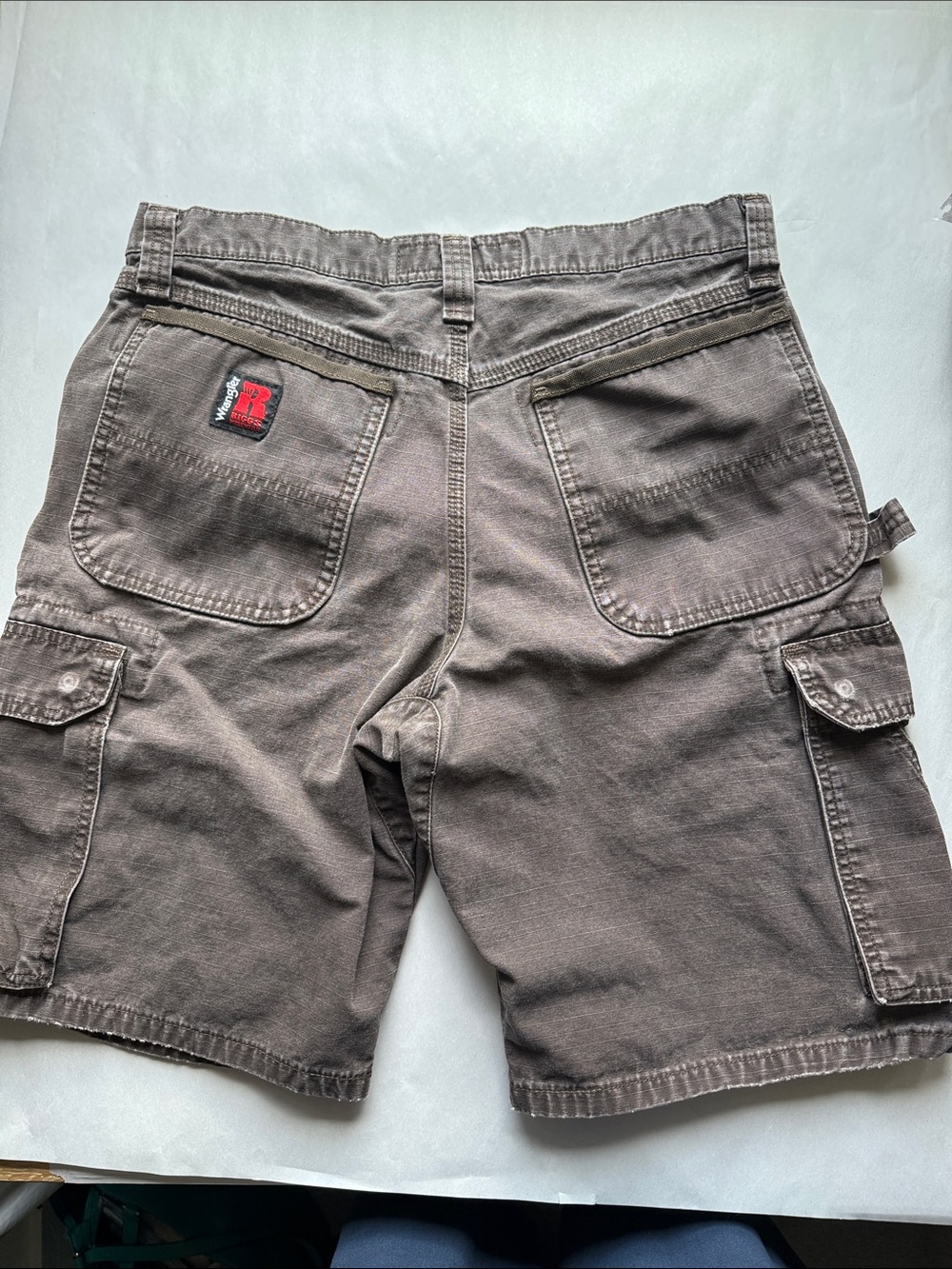 Wrangler‎ Riggs Workwear Cargo Shorts Mens 32 Brown Canvas Ripstop Tech Workwear